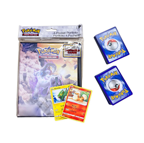 100 stk. Pokemon kort + 4-Pocket Pokemon Collector Mappe